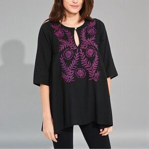Roberta Roller Rabbit Women's Charcoal/Rose Frankie Tunic Top Size XL